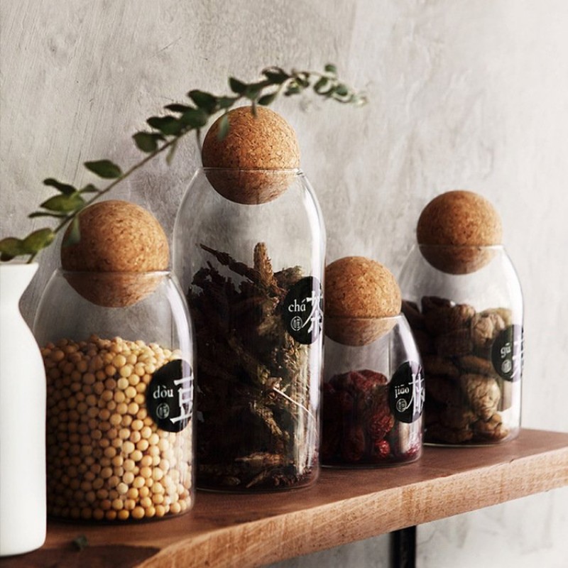 Kitchen food storage tank transparent glass sealed...