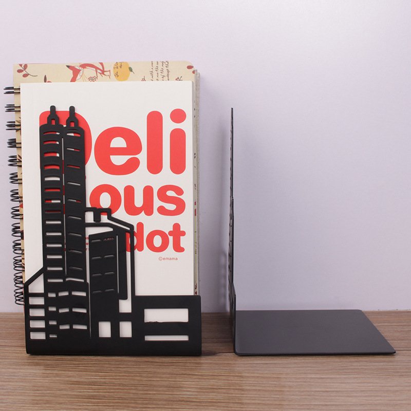 Household Fashion Simple Solid Color Wrought Iron Bookends