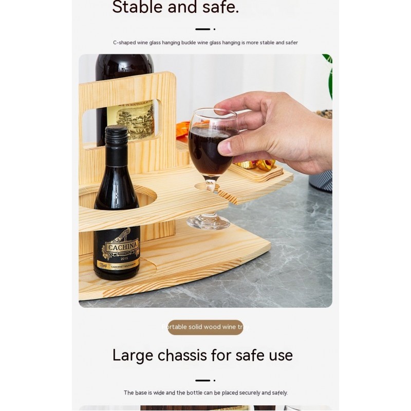 Wooden Wine Rack Portable Wine Rack Removable Wine Glass Holder