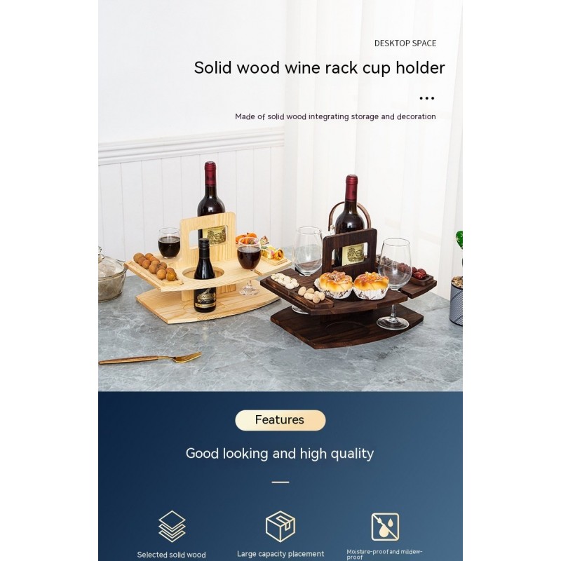 Wooden Wine Rack Portable Wine Rack Removable Wine Glass Holder
