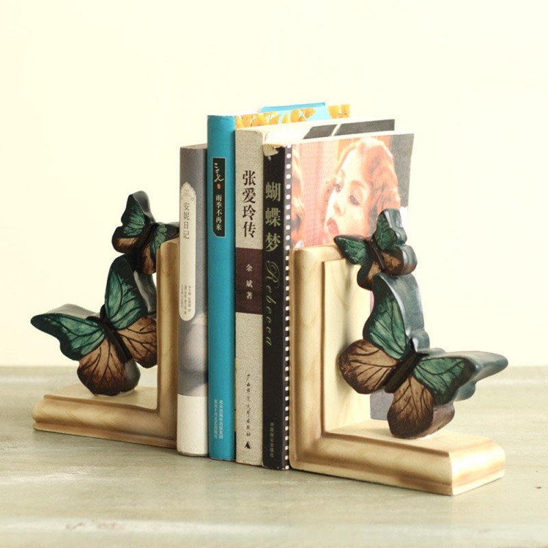 Country Butterfly Bookstand Bookend Resin Craft Se...