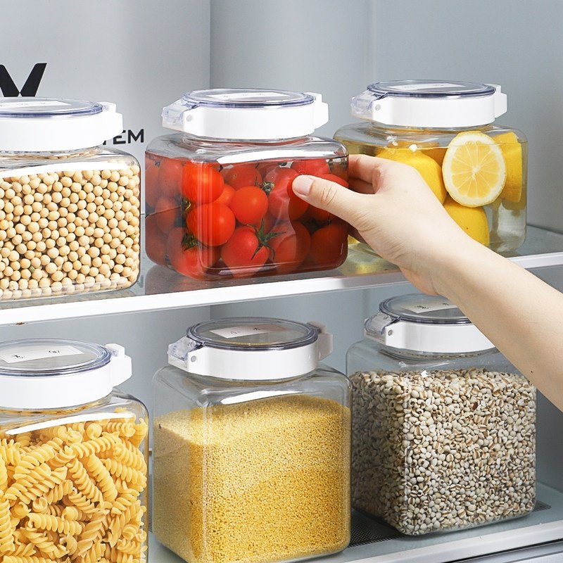 Kitchen Transparent Sealed Cans Cereals Storage Jar Spices Nuts Moisture-proof Food Storage Box