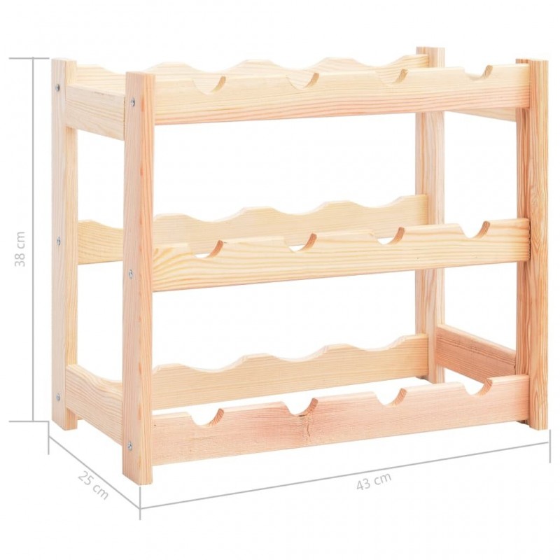 Wine Rack for 12 Bottles, Pine Wood,   Wine Rack