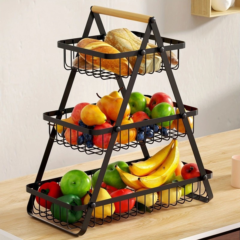 Household Portable Detachable Iron Fruit Basket St...