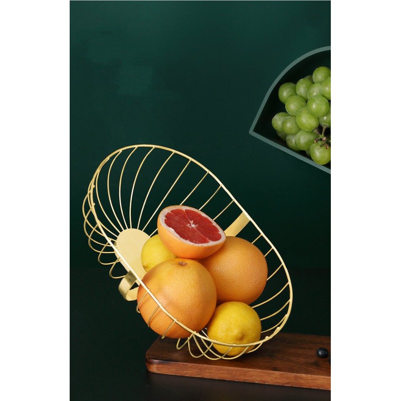 Metal Hollowed Out Fruit Vegetable Snack Tray Bowl Basket Kitchen Storage Rack Holder Large Capacity Kitchen Organizer Basket
