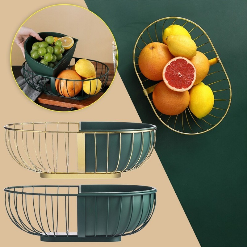 Metal Hollowed Out Fruit Vegetable Snack Tray Bowl...