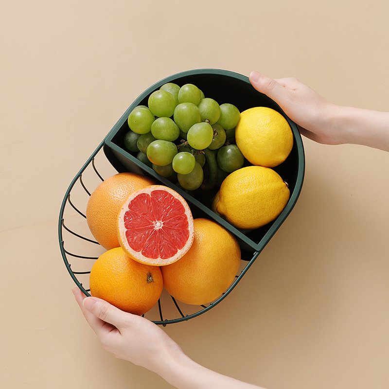 Metal Hollowed Out Fruit Vegetable Snack Tray Bowl Basket Kitchen Storage Rack Holder Large Capacity Kitchen Organizer Basket