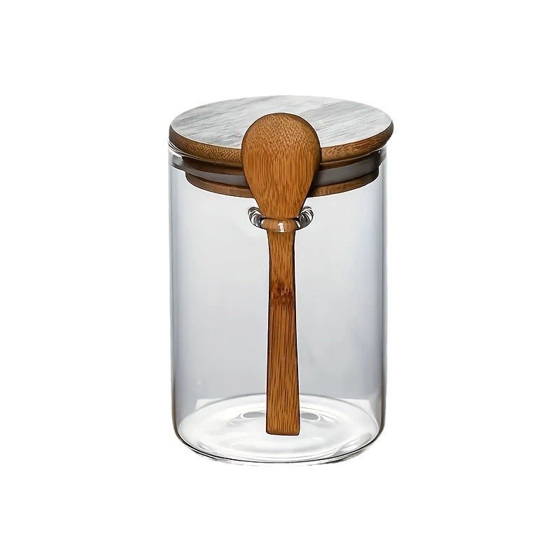Yogurt Oatmeal With Spoon And Lid Sealed Jar Kitchen Storage Glass Jar