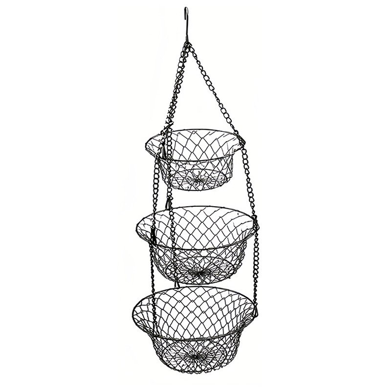 Three Layer Iron Folding Fruit Hanging Basket