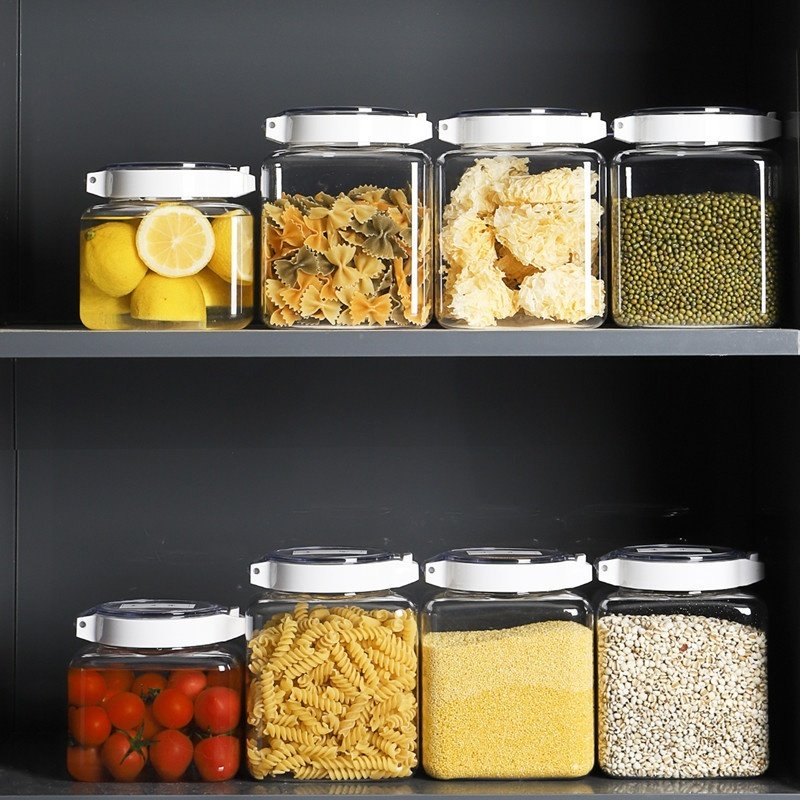 Kitchen Transparent Sealed Cans Cereals Storage Jar Spices Nuts Moisture-proof Food Storage Box