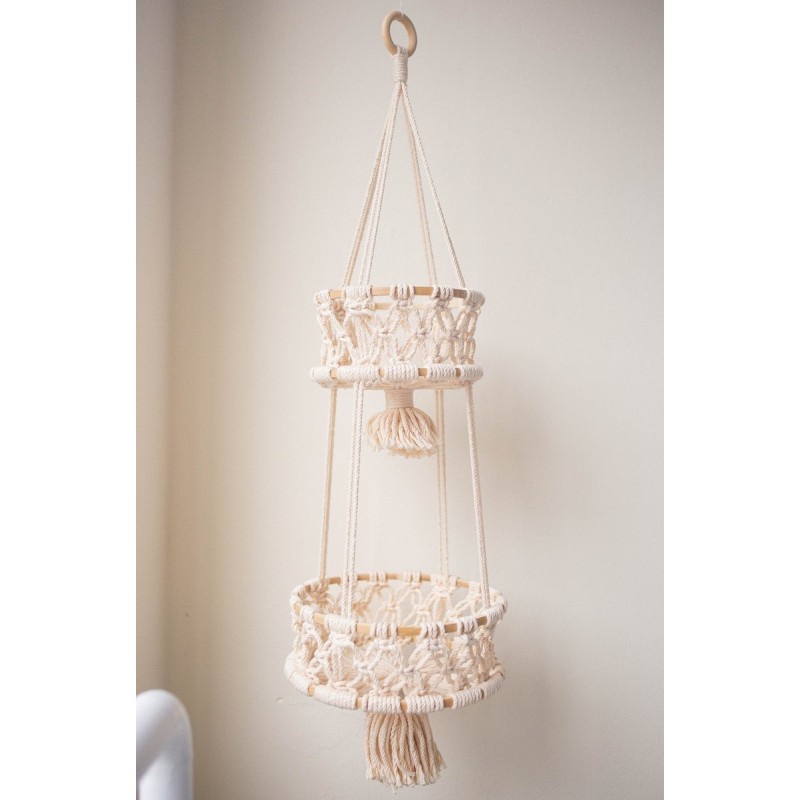 Three-layer Vegetable And Fruit Basket Cotton Rope Woven Storage Basket