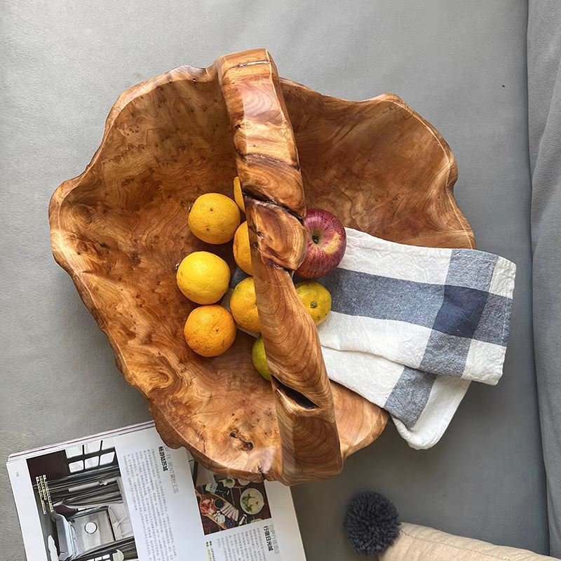Natural Root Carving Wooden Handmade Fruit Basket