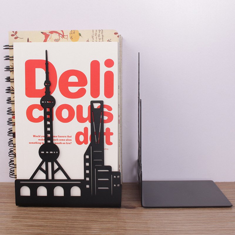 Household Fashion Simple Solid Color Wrought Iron Bookends