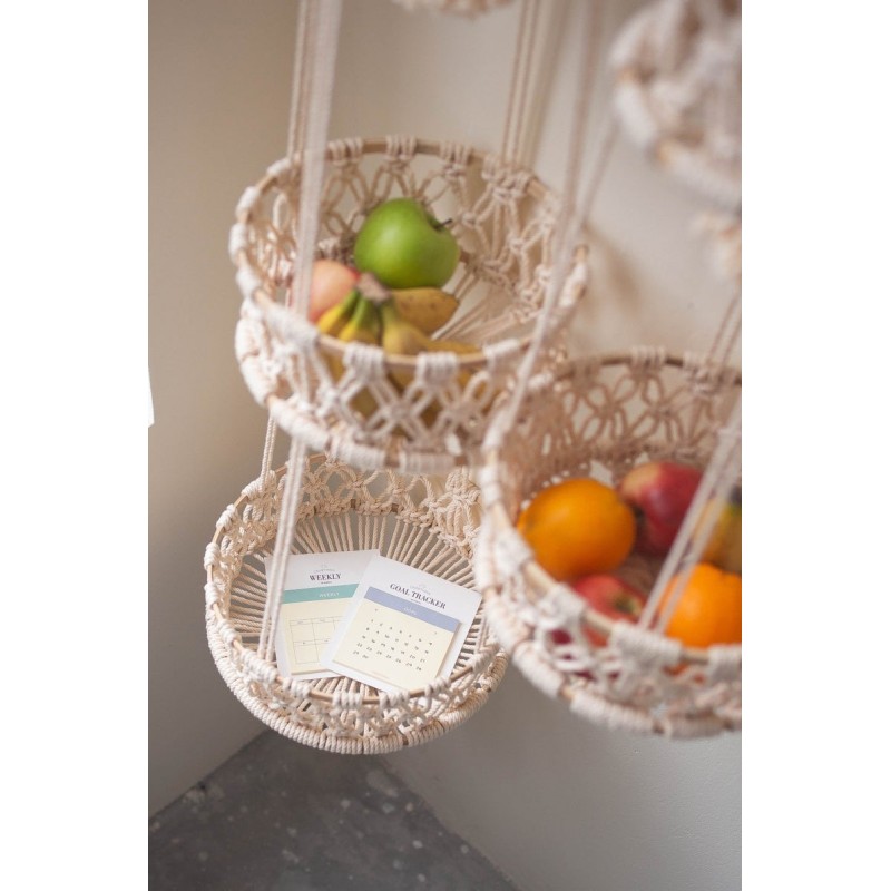Three-layer Vegetable And Fruit Basket Cotton Rope Woven Storage Basket