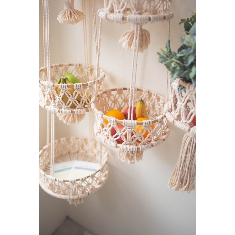 Three-layer Vegetable And Fruit Basket Cotton Rope Woven Storage Basket