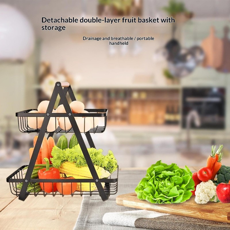 Household Portable Detachable Iron Fruit Basket Storage Rack