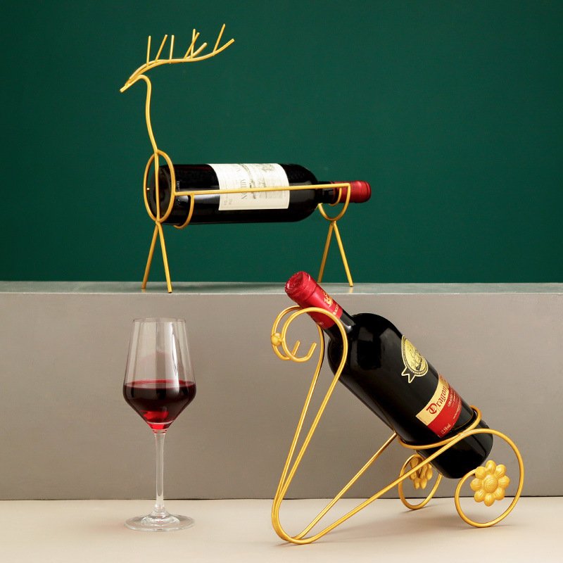 Creative Wrought Iron Golden Wine Display Wine Rac...