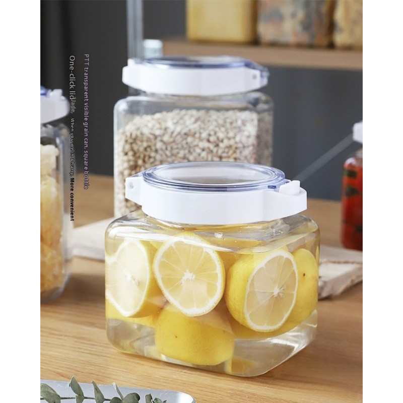 Kitchen Transparent Sealed Cans Cereals Storage Jar Spices Nuts Moisture-proof Food Storage Box