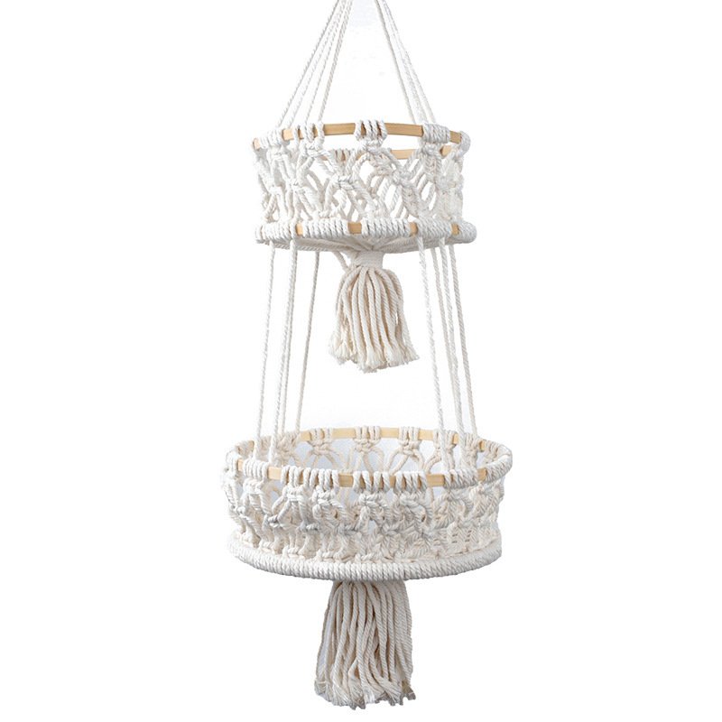 Three-layer Vegetable And Fruit Basket Cotton Rope Woven Storage Basket