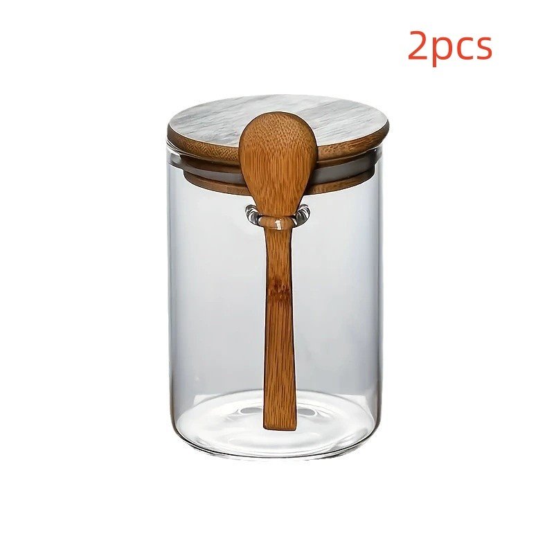 Yogurt Oatmeal With Spoon And Lid Sealed Jar Kitchen Storage Glass Jar