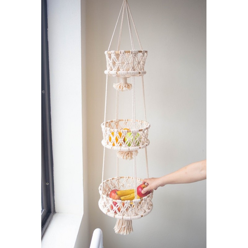 Three-layer Vegetable And Fruit Basket Cotton Rope Woven Storage Basket
